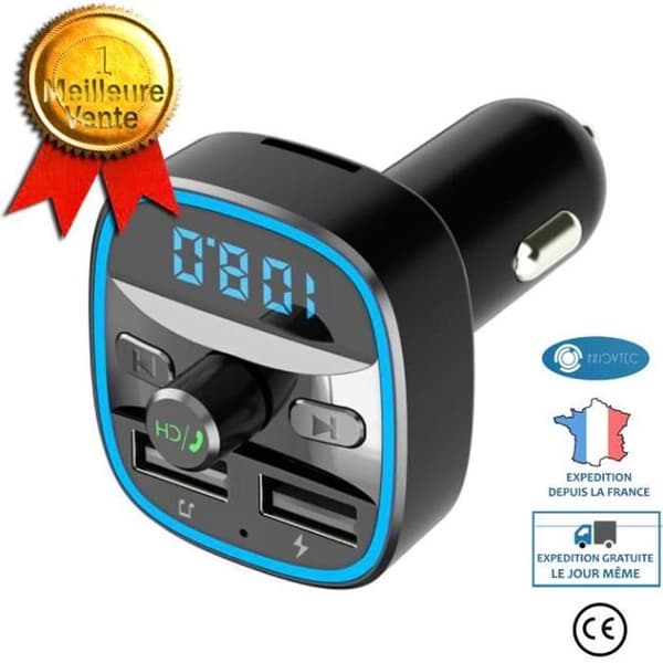 FM-bluetooth-sändare för bilar med jack-handsfree-adapter laddare radio LED-skärm original trådlös