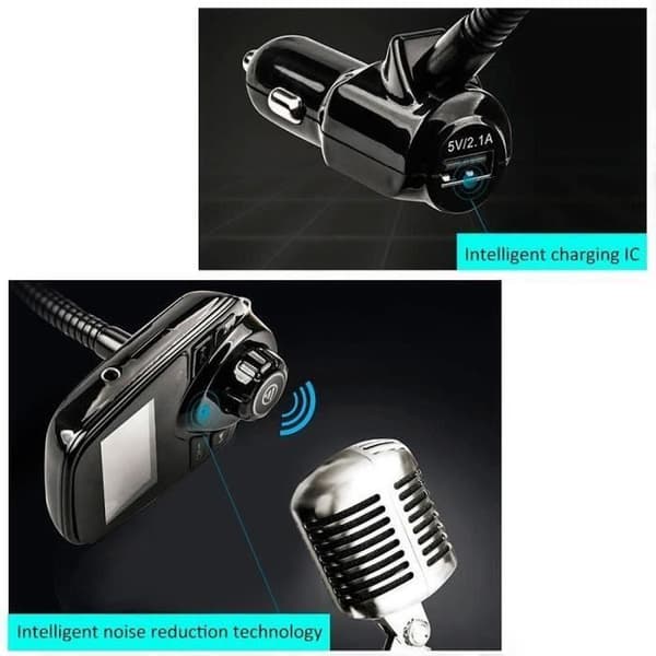 Handsfree Bluetooth Car Kit FM-sändare och MP3-spelare Trådlös USB-laddare med LED-display