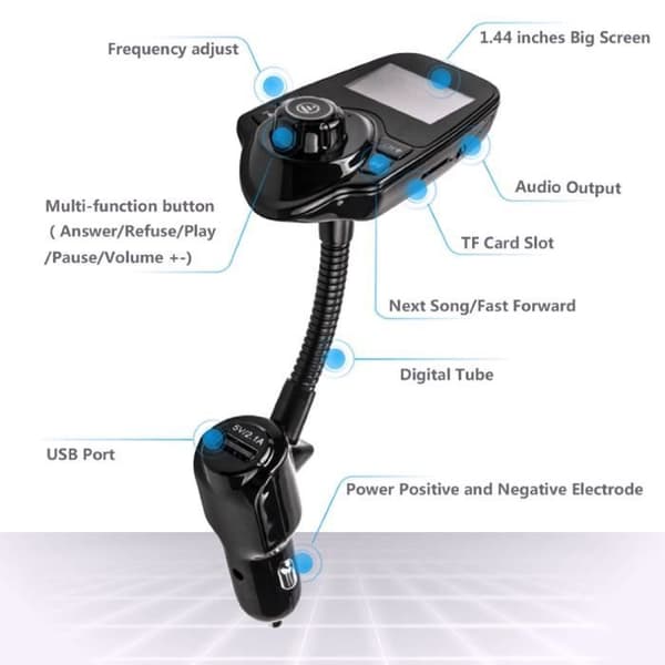 Handsfree Bluetooth Car Kit FM-sändare och MP3-spelare Trådlös USB-laddare med LED-display