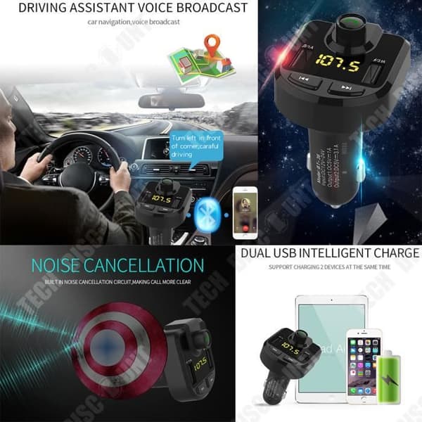 TD® FM-sändare Bluetooth Power MP3-spelare Bil Handsfree Musik Trådlös radioadapter Telefonsats
