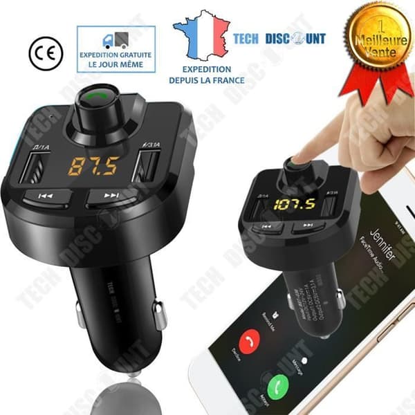 TD® FM-sändare Bluetooth Power MP3-spelare Bil Handsfree Musik Trådlös radioadapter Telefonsats