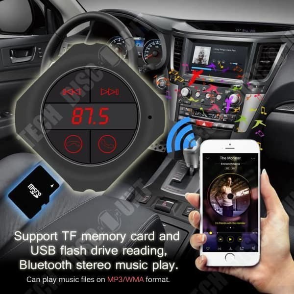 TD® Dual USB Bluetooth FM-sändare MP3-spelare, radio, SD-kort - Bluetooth Car Kit Handsfreesamtal
