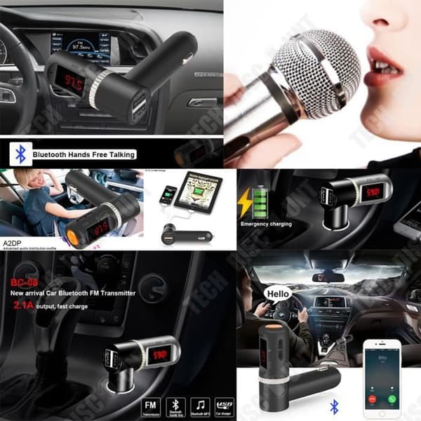 TD® FM-sändare Bluetooth power mp3-spelare Bil Handsfree Trådlös Radio Adapter Kit laddar telefoner