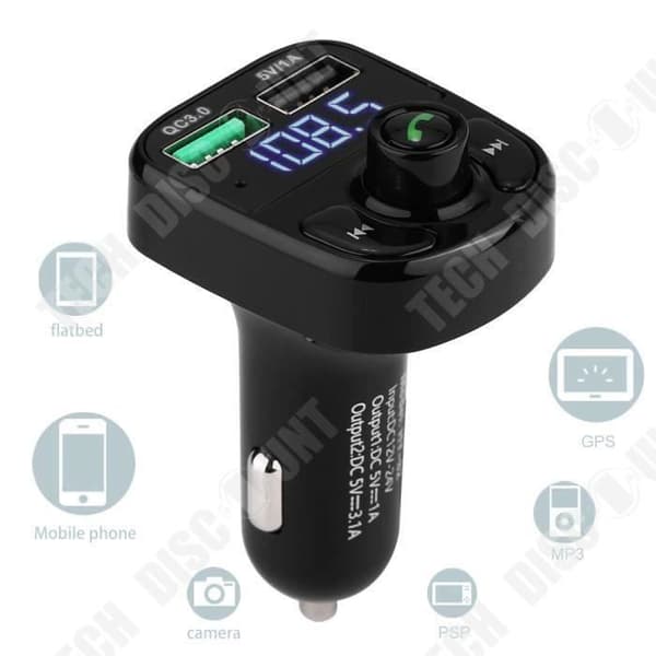 TD® FM-sändare brusreducerande Bluetooth FM-laddare Dubbel USB-port FM-sändare Billaddare-BOE