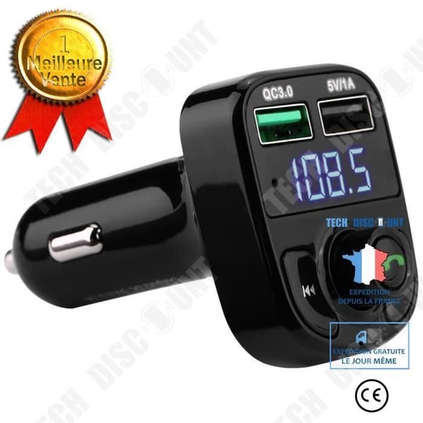 TD® FM-sändare brusreducerande Bluetooth FM-laddare Dubbel USB-port FM-sändare Billaddare-BOE