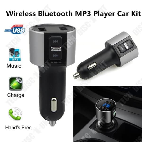 TD® Bluetooth-sändare FM-radio Handsfree-kompatibel bil USB SD-kortläsare Smart trådlös laddare Cigarettändare
