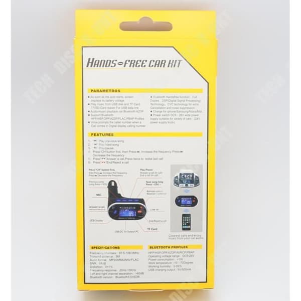 TD® LCD Bluetooth Car Kit MP3-spelare FM-sändare SD USB Handsfree-laddare med fjärrkontroll 5434