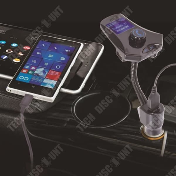 TD® Bluetooth FM-sändare bilar jack handsfree-kit trådlös adapter med radioladdare LED-skärm USB-port svart musik