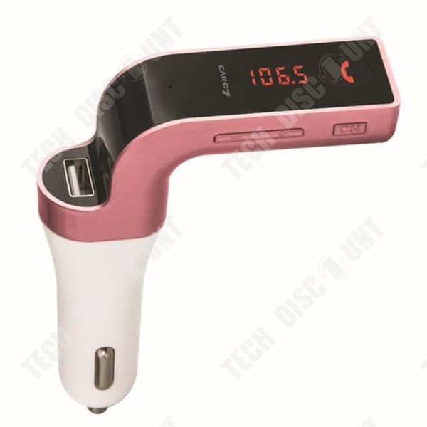 TD® Car Wireless Bluetooth FM-radiosändare. Musikkontroll. Handsfree-samtal. med USB-laddning (rosa)