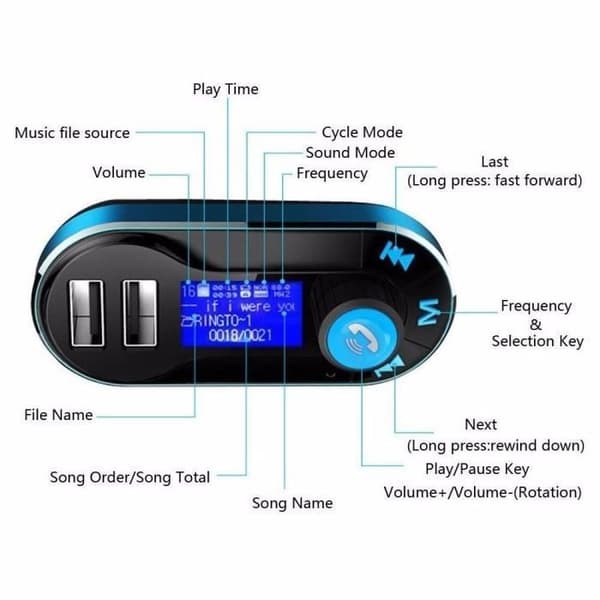 FM-sändare Bluetooth Auto Bil Handsfree MP3 Musik Radio Adapter