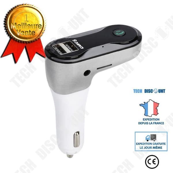 TD® Bilsändare - Bilsats MP3-musikspelare FM-sändare Trådlös Bluetooth-radio & USB-laddare