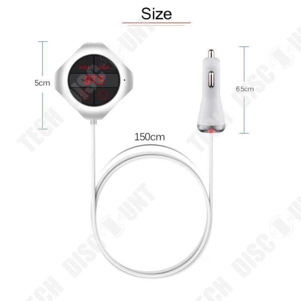 TD® Bluetooth FM-sändare Dubbel USB MP3-spelare, radio, SD-kort - Bluetooth bilsats Handsfreesamtal TEC5840333777461