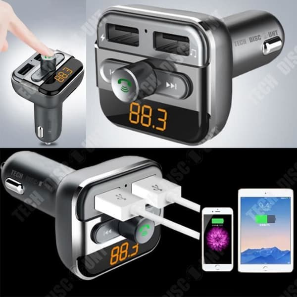TD® Bluetooth FM-sändare Biluttag Handsfree trådlös adapter med LED-skärm USB-radioladdare Fjärrkontroll Handsome