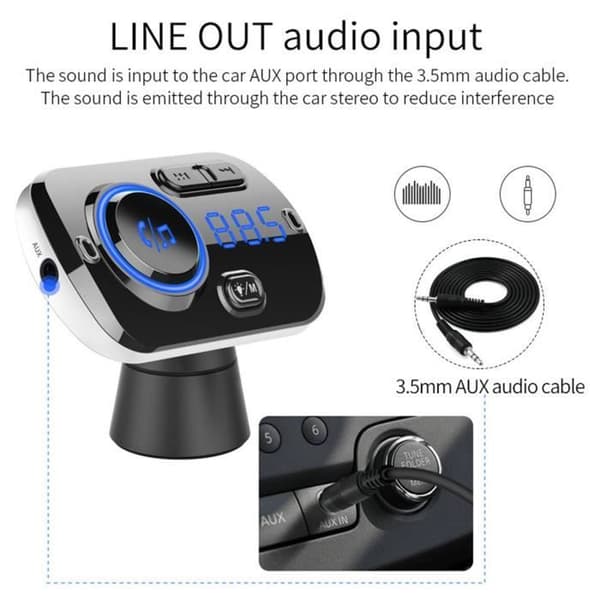Andas atmosfär ljus bil röstassistent snabbladdning trådlös bluetooth MP3 biltelefon FM-sändare