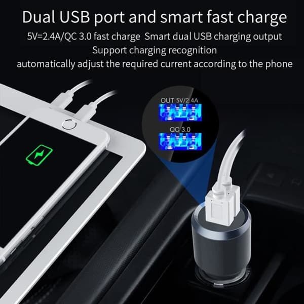 Andas atmosfär ljus bil röstassistent snabbladdning trådlös bluetooth MP3 biltelefon FM-sändare