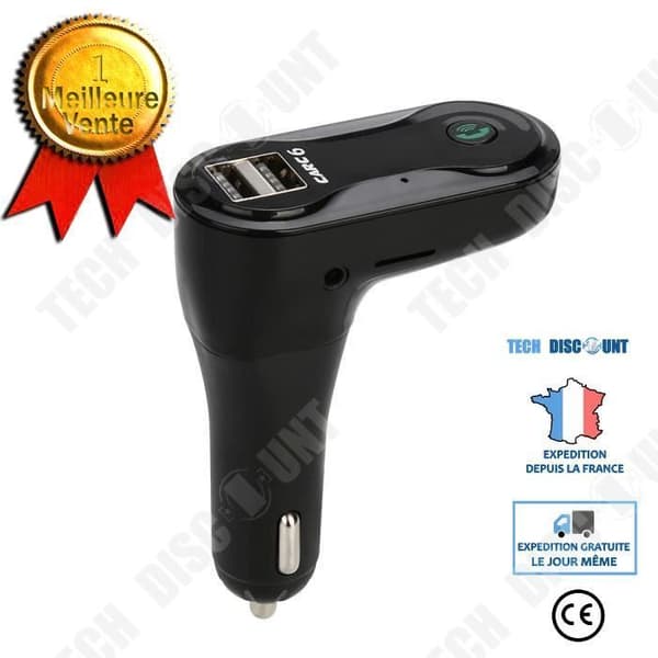 TD® Bilsändare - Bilsats MP3 Musikspelare FM-sändare Trådlös Bluetooth Radio &amp; USB Laddare Svart