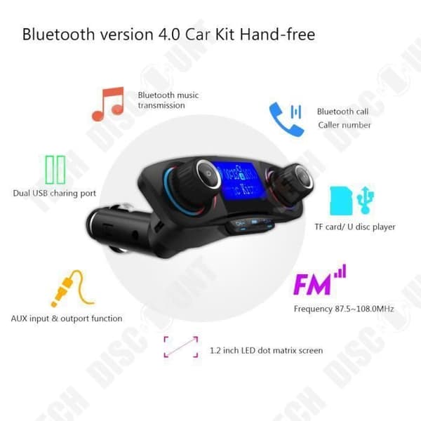 TD® Car Kit MP3-spelare Bluetooth 4.0 FM-sändare Handsfree Car Kit Trådlös radioadapter Musikspelare