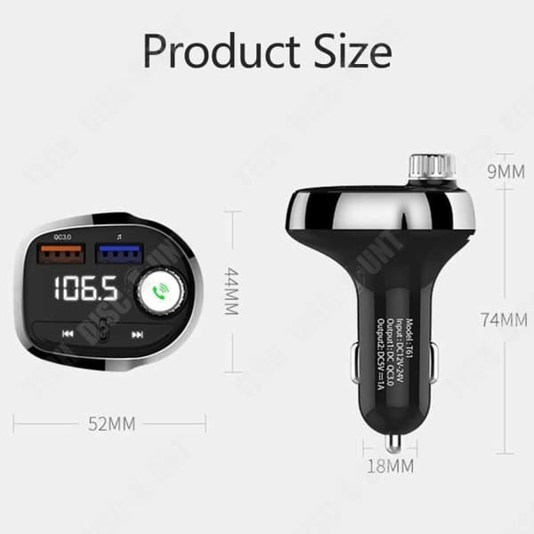 TD® Bluetooth FM-sändare för bil, trådlös Bluetooth-adapter med handsfreesats och snabbladdare 3.0 - Biltillbehör