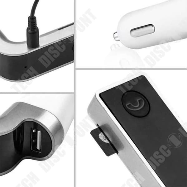 TD® Car FM-sändare - Multifunktionell handsfree Bluetooth Car Kit Radio MP3-spelare USB-laddare Silver