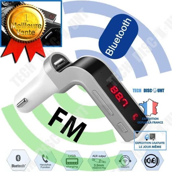 TD® Car FM-sändare - Multifunktionell handsfree Bluetooth Car Kit Radio MP3-spelare USB-laddare Silver