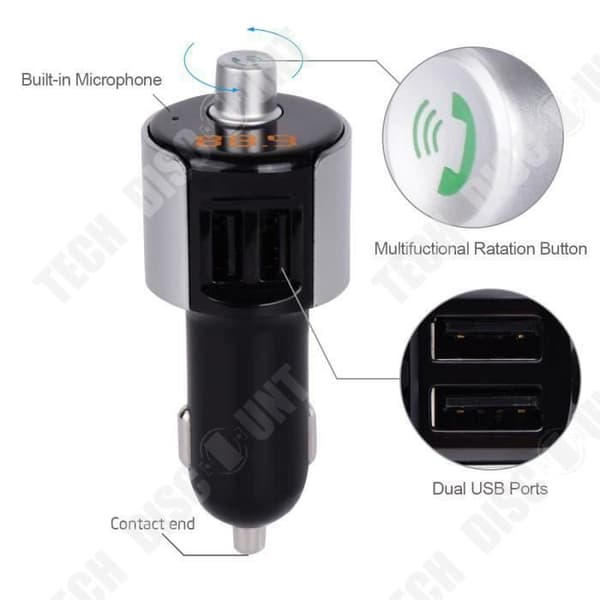 TD® Bluetooth Car FM-sändare Handsfree Call for Car Två USB-portar - Handsfree Kit med 2 USB-portar