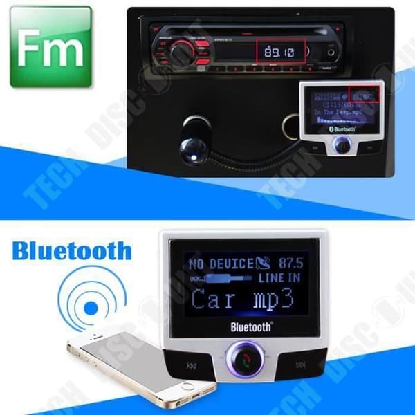 TD® Bil FM-sändare Bluetooth Digital MP3 Stereo för iphone Samsung HTC LG Trådlös högtalare