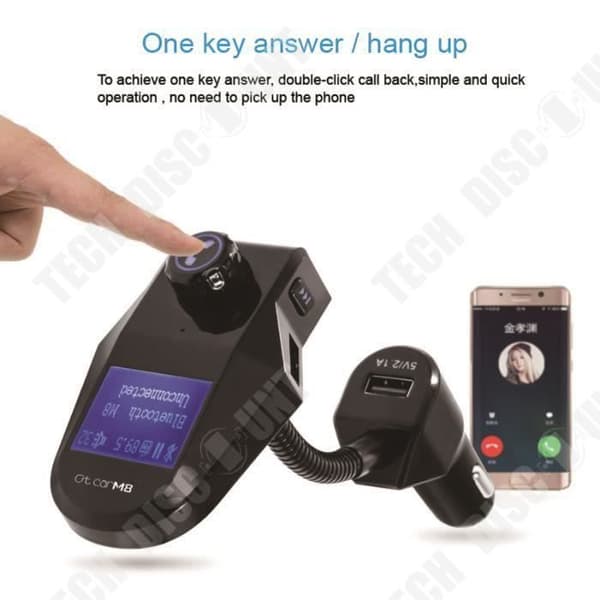 TD® Bluetooth FM-sändare för bil + 3 USB-portar 2.1A Laddare + Hands-Free Kit - Bluetooth V3.0 EDR A2DP - Biltillbehör