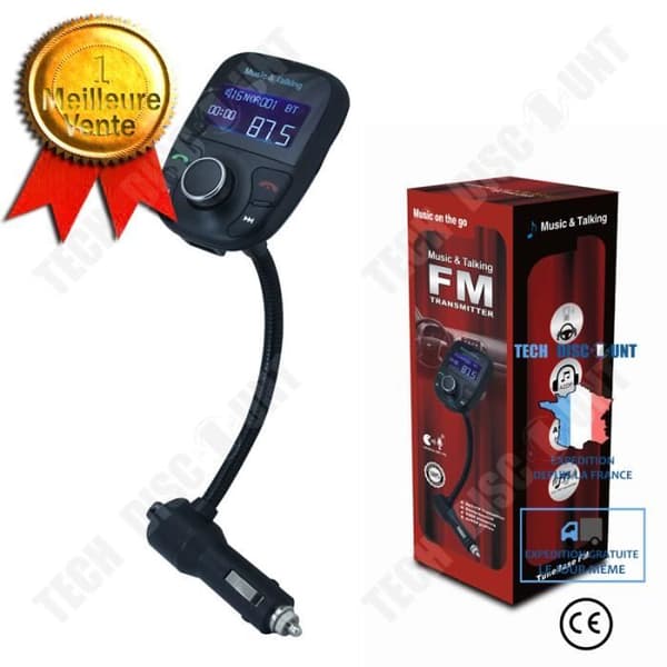 TD® Bluetooth FM-sändare fjärrstyrd musikkontroll handsfree-sats FM-radioanslutning multifunktionscigarrtändare