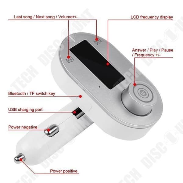 TD® Bluetooth-sändare LED-bilsats USB trådlös laddare FM-sändare MP3-handsfree biltillbehör
