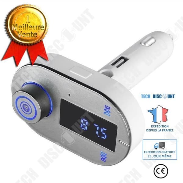 TD® Bluetooth-sändare LED-bilsats USB trådlös laddare FM-sändare MP3-handsfree biltillbehör