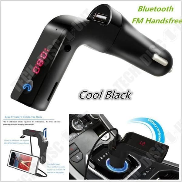 TD® Bil FM-sändare - Bluetooth Car Kit Multifunktionell handsfree radio MP3-spelare USB-laddare Svart