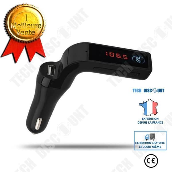 TD® Bil FM-sändare - Bluetooth Car Kit Multifunktionell handsfree radio MP3-spelare USB-laddare Svart