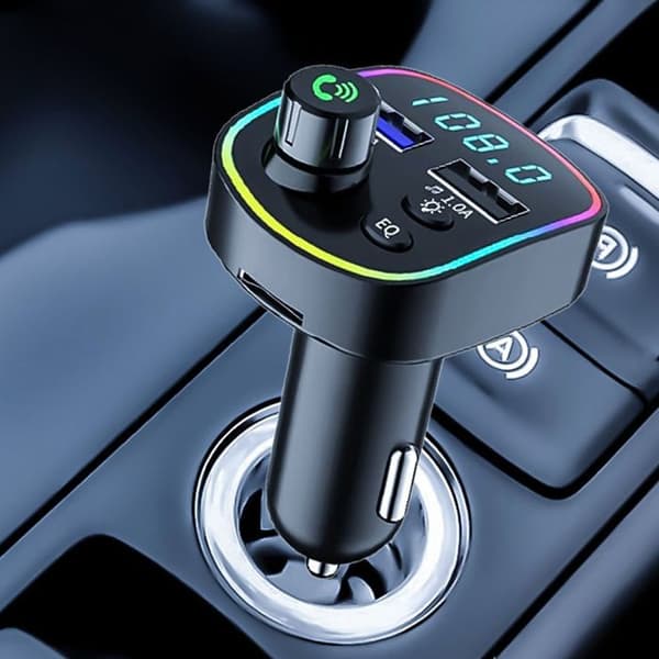 TD® Bluetooth FM-sändare för bil, 1,8-tums TFT-färgskärm - trådlös handsfree USB snabbladdande bilsats