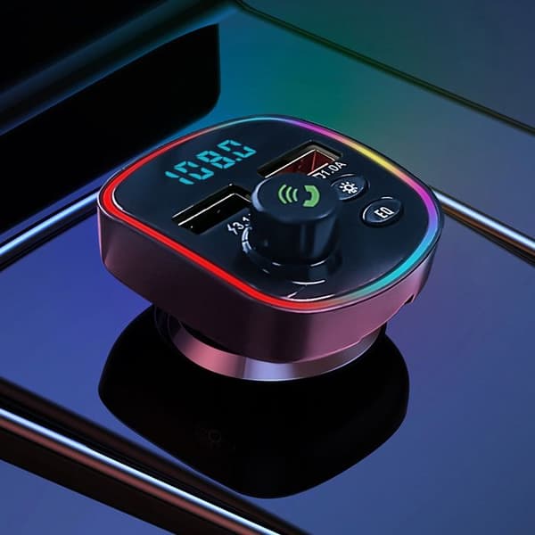 TD® Bluetooth FM-sändare för bil, 1,8-tums TFT-färgskärm - trådlös handsfree USB snabbladdande bilsats