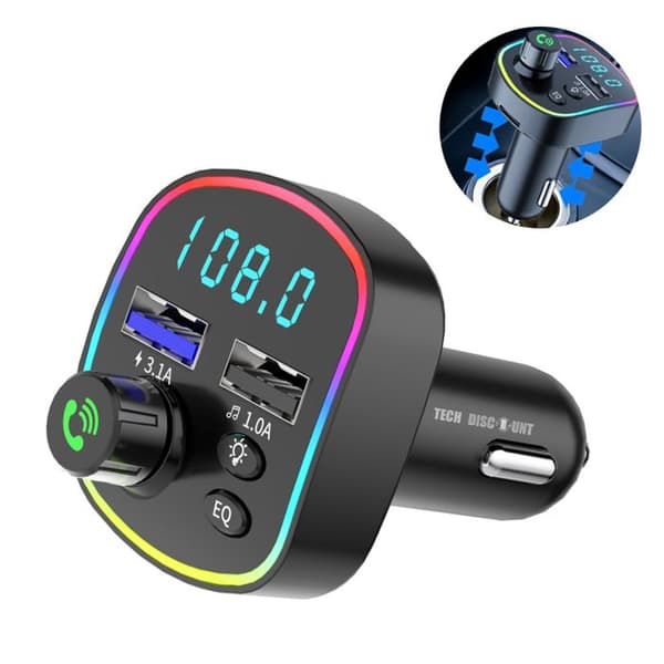 TD® Bluetooth FM-sändare för bil, 1,8-tums TFT-färgskärm - trådlös handsfree USB snabbladdande bilsats