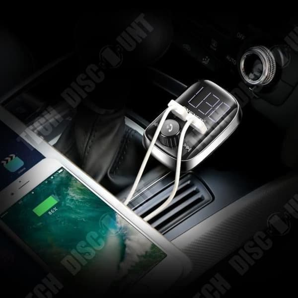 TD® FM-sändarmodulator Stor skärm Roterande Bluetooth-bilsats MP3-musikspelare med 3,4A dubbel USB-laddare