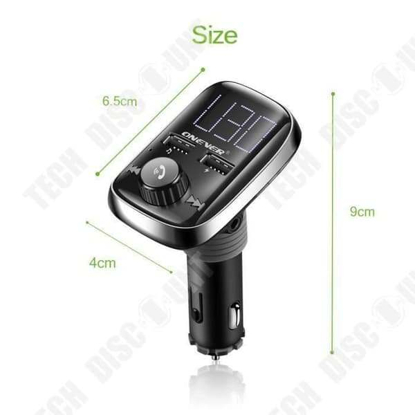 TD® FM-sändarmodulator Stor skärm Roterande Bluetooth-bilsats MP3-musikspelare med 3,4A dubbel USB-laddare