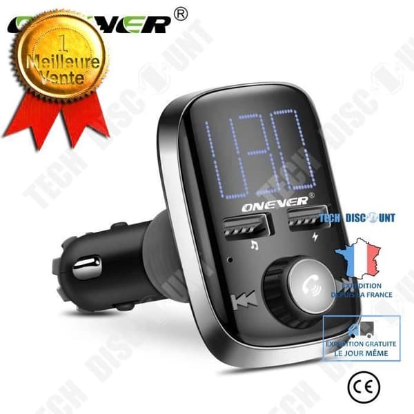 TD® FM-sändarmodulator Stor skärm Roterande Bluetooth-bilsats MP3-musikspelare med 3,4A dubbel USB-laddare