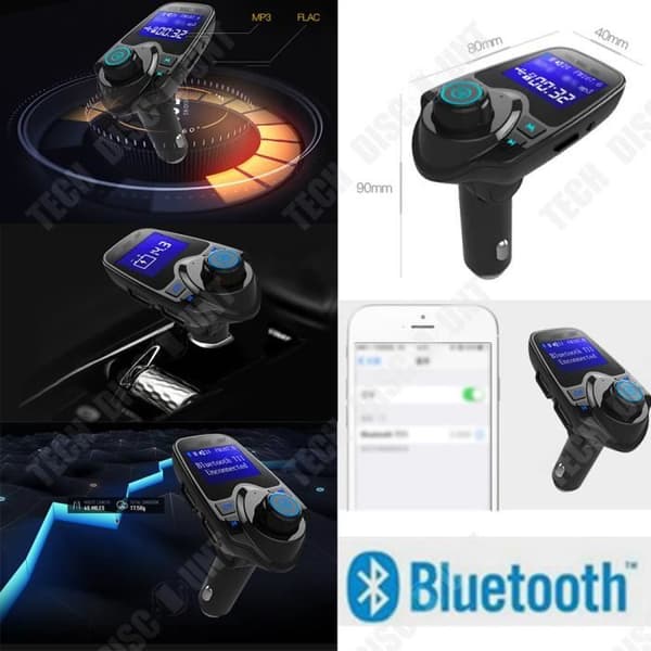 TD® FM-sändare Bluetooth power mp3-spelare Bil Handsfree Musik Trådlös radioadaptersats telefonladdning