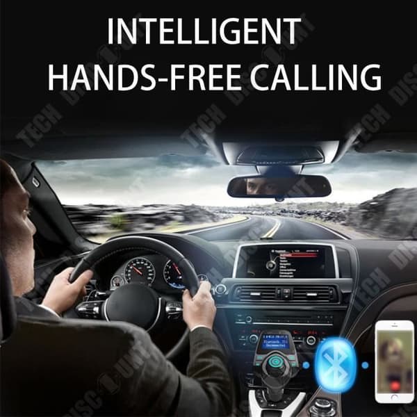 TD® FM-sändare Bluetooth power mp3-spelare Bil Handsfree Musik Trådlös radioadaptersats telefonladdning