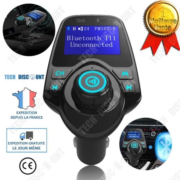 TD® FM-sändare Bluetooth power mp3-spelare Bil Handsfree Musik Trådlös radioadaptersats telefonladdning