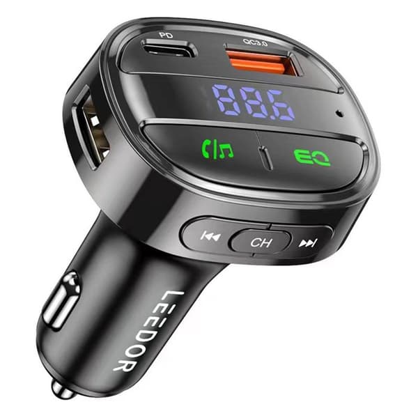 TD® FM-sändare bluetooth bilsats handsfree trådlöst uttag adapter radioladdare LED-display USB-port original svart