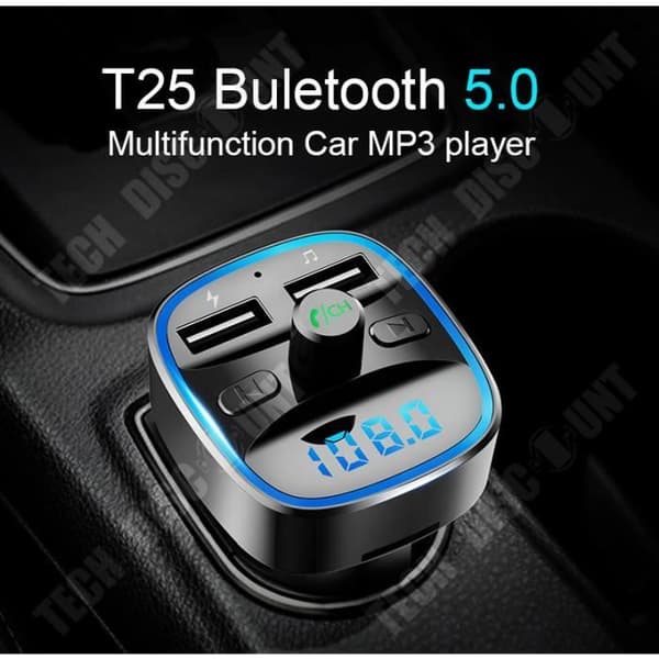 TD® Bluetooth FM-sändare, bil MP3-spelare Radio Trådlöst FM-kit med dubbla USB-portar, handsfreesamtal, Support SD/TF, USB