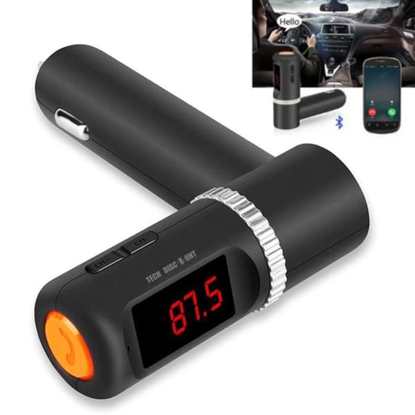 TD® FM-sändare bluetooth biluttag handsfree trådlös adapter med radioladdare LED-skärm USB-port cigarrtändare