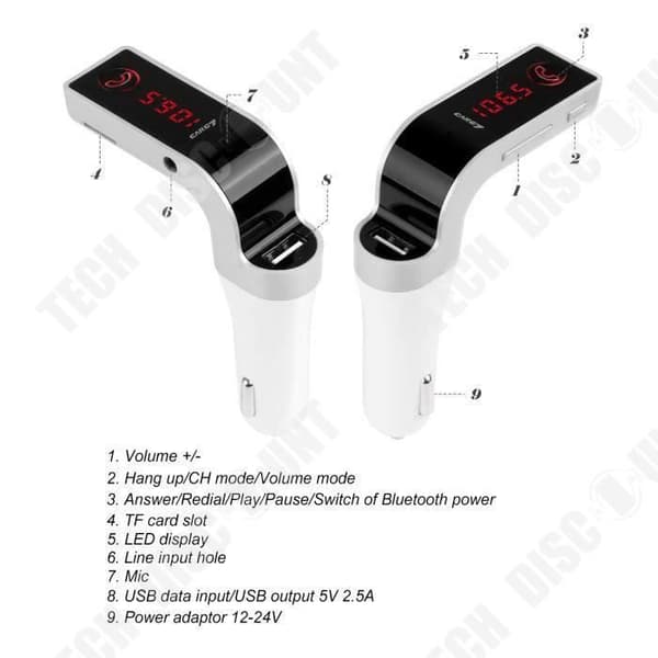 TD® Bil Bluetooth FM-sändare MP3 trådlös spelare för telefon iPhone Samsung LG Bärbar / Multifunktionell