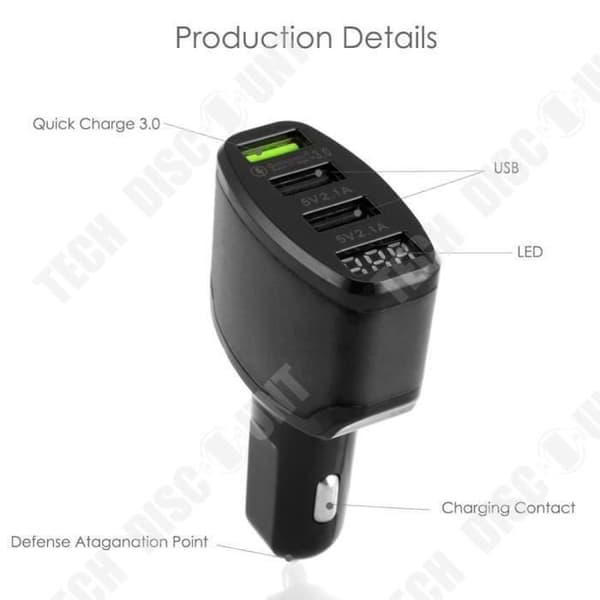 TD® billaddare en till tre snabbladdande smart digital display
