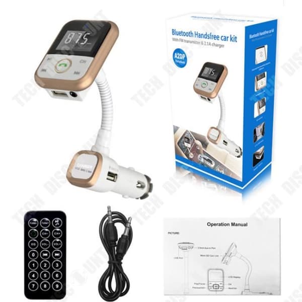 TD® Multifunktion Bil Bluetooth-sändare USB-laddare Telefonsamtal Handsfree-kit Iphone Android FM-adapter