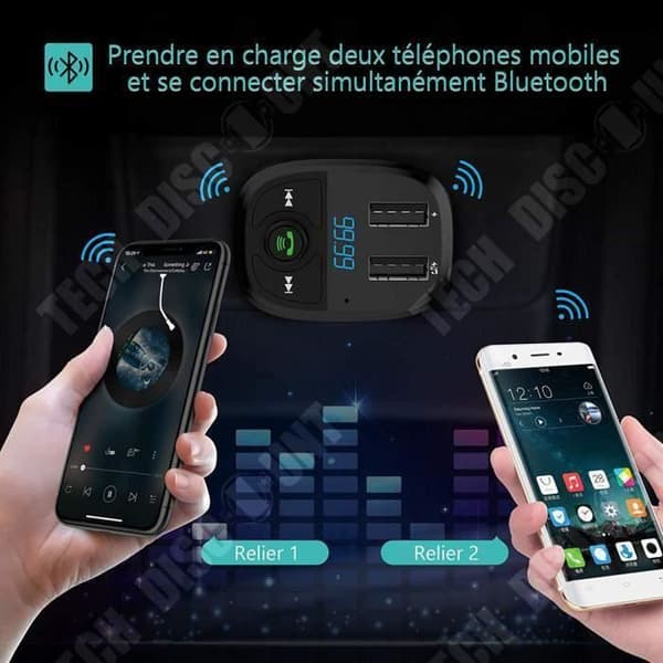 TD® Bluetooth 4.2 FM-sändare, trådlös bilsats Bilradio MP3 handsfree, dubbla USB-portar, Micro SD-TF för smartphone