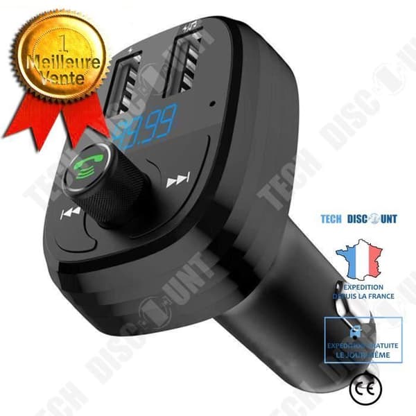 TD® Bluetooth 4.2 FM-sändare, trådlös bilsats Bilradio MP3 handsfree, dubbla USB-portar, Micro SD-TF för smartphone