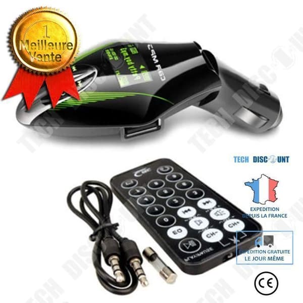 TD® Kit Bil LCD-skärm MP3-spelare Sändare -Trådlös FM-sändare FM Kit USB Snabbladdning Micro SD-port